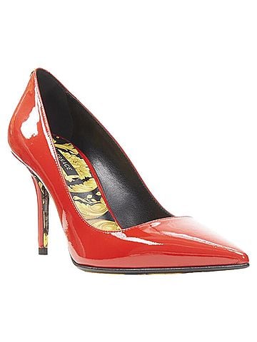 Versace VERSACE Hibiscus Barocco gold sole red patent Medusa stud pump EU37.5 US7.5 (view 2)