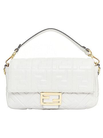 Fendi FENDI 2023 Runway Medium Baguette FF embossed white nappa leather bag (view 1)