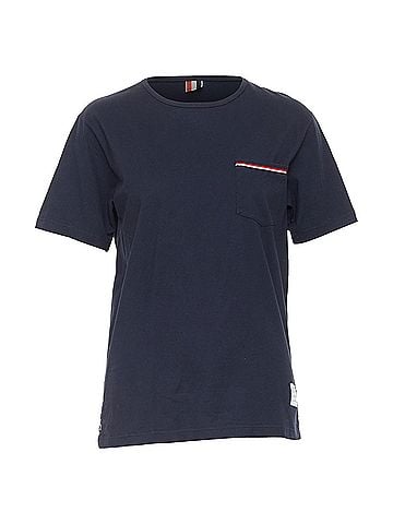Thom Browne THOM BROWNE 2022 navy cotton RWB stripe trim short sleeve pocket tshirt Sz1 S (view 1)
