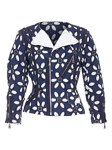 Louis Vuitton LOUIS VUITTON 2012 Runway navy floral embroidery anglais biker jacket FR38 M (view 1)