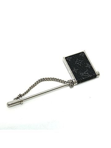 Louis Vuitton LOUIS VUITTON M62887 Lapel Pin Brooch, Monogram Eclipse Canvas, Women's, Black, Like New (view 2)