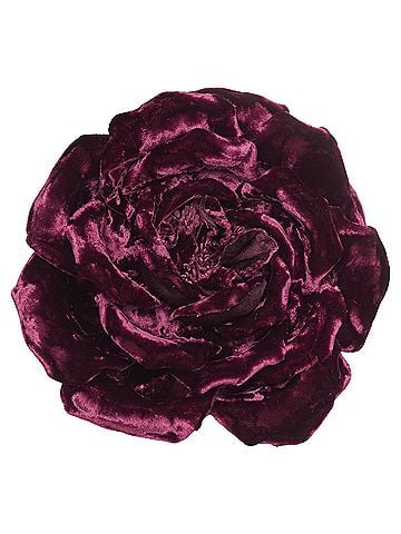 Saint Laurent rare SAINT LAURENT 2022 Extra Large Wild Rose flower bordeaux  velvet pin brooch (view 1)