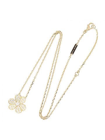Van Cleef & Arpels Van Cleef & Arpels Frivole Pendant Small Diamond Necklace Jewelry 18K (Yellow Gold) Women's Gold Tone Clear VCARP2V100 (view 2)