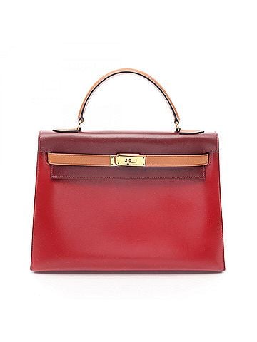 Hermès Hermes Kelly 32 Tricolor Handbag, Calfskin Leather (Veau Chamonix Box Calf), Women's, Red, Bordeaux, Brown, Rouge H, Natural (view 1)