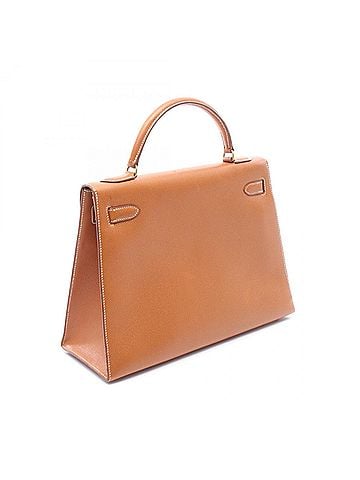 Hermès Hermes Kelly 32 Gold, Sellier Stitching, 2-Way Handbag, Courchevel Leather, Women's, Brown Tones (view 2)