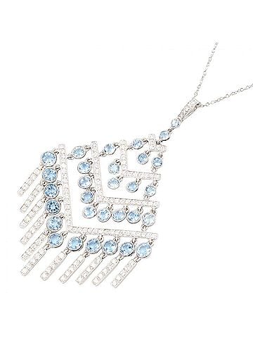 Tiffany & Co. Tiffany & Co. Aquamarine and Diamond Chandelier Necklace. A women's necklace in Pt950 platinum with diamonds aquamarine. Available silver, blue, clear tones. (view 1)