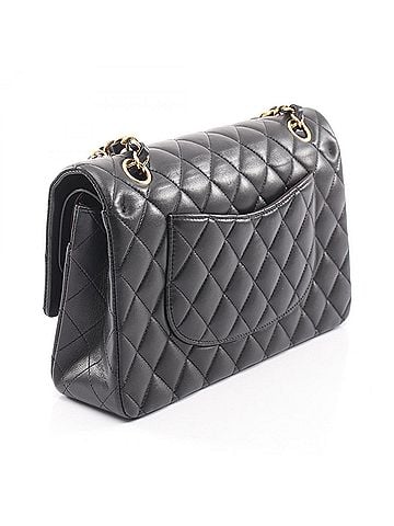 Chanel Chanel Matelassé Double Flap Shoulder Bag/Handbag, Lambskin Leather, Women's, Black (view 2)