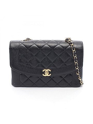 Chanel Chanel Matelassé Diana Flap Shoulder Bag/Handbag, Caviar Leather (Grained Calfskin), Women's, Black (view 1)