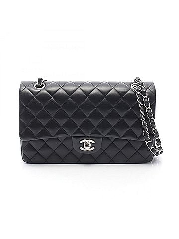 Chanel Chanel Matelassé Double Flap Shoulder Bag/Handbag, Lambskin Leather, Women's, Black (view 1)