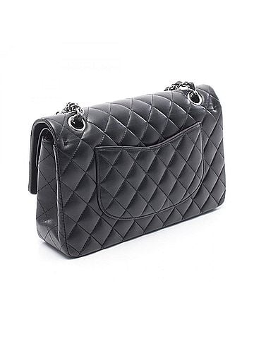 Chanel Chanel Matelassé Double Flap Shoulder Bag/Handbag, Lambskin Leather, Women's, Black (view 2)