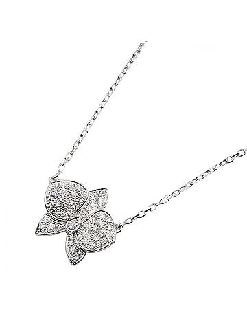 Cartier Cartier Caresse d'Orchidées Diamond Necklace, 18K White Gold (WG), Diamond, Women's, Silver Tone, Clear Tone (view 1)