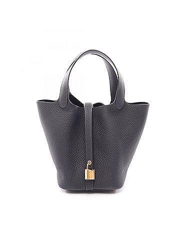 Hermès Hermes Picotin Lock PM Caban Handbag, made of Taurillon Clemence leather, women's, navy blue. (view 1)