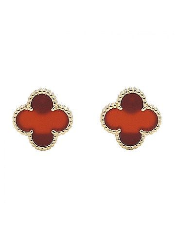 Van Cleef & Arpels Van Cleef & Arpels Vintage Alhambra Carnelian Earrings, 18K (Yellow Gold), Carnelian, Women's, Gold/Red Tone, VCARD40400 (view 1)