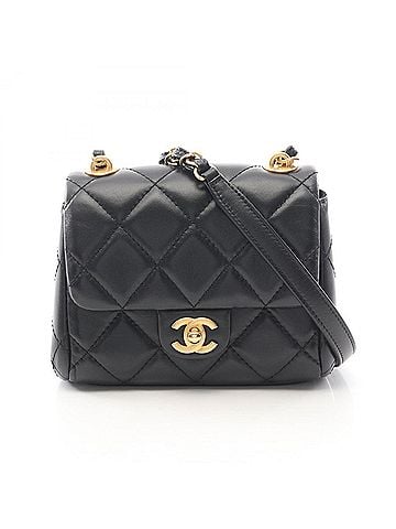 Chanel Chanel Matelassé Small Flap Shoulder Bag/Handbag, Lambskin Leather, Women's, Black (AS3933) (view 1)