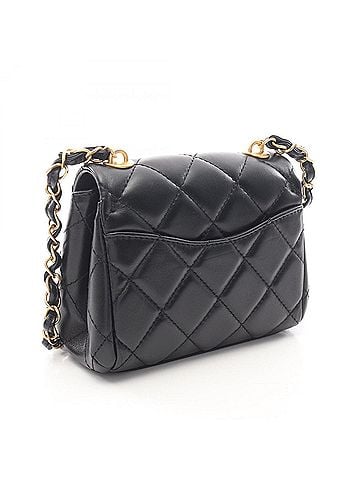 Chanel Chanel Matelassé Small Flap Shoulder Bag/Handbag, Lambskin Leather, Women's, Black (AS3933) (view 2)