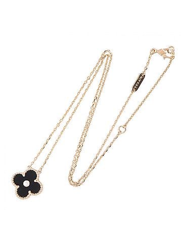 Van Cleef & Arpels Van Cleef & Arpels Vintage Alhambra Onyx 1PD Necklace - 18KPG (Pink Gold) Diamond Women's Gold Tone Black Clear (view 2)