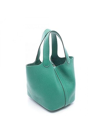 Hermès Hermes Picotin Lock PM Handbag, Leather, Taurillon Clemence Women's, Green (view 2)