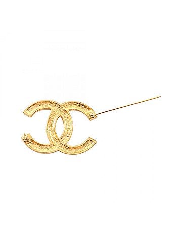 Chanel Chanel Coco Mark Brooch Accessory, Gold Plated (GP), Rhinestone, Women's, Tone, Clear Tone (view 2)