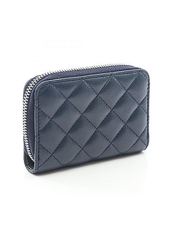 Chanel Chanel Matelassé Wallet/Coin Purse, Lambskin Leather, Women's, Navy (view 2)