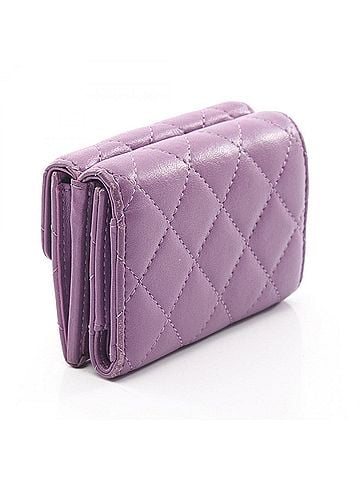Chanel Chanel Classic Small Flap Wallet Matelassé Tri-fold Wallet, Lambskin Leather, Women's, Purple (AP0230) (view 2)