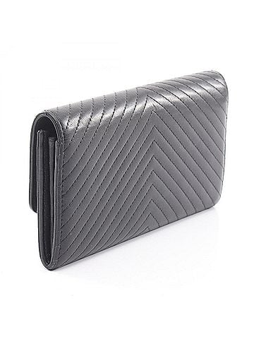 Chanel Chanel V-stitch Chevron Bi-fold Long Wallet, Lambskin Leather, Women's, Black (view 2)