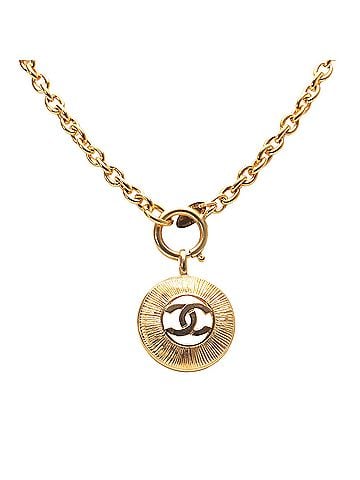 Chanel Gold Plated CC Round Pendant Necklace (view 1)