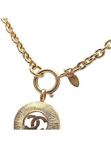 Chanel Gold Plated CC Round Pendant Necklace (view 2)