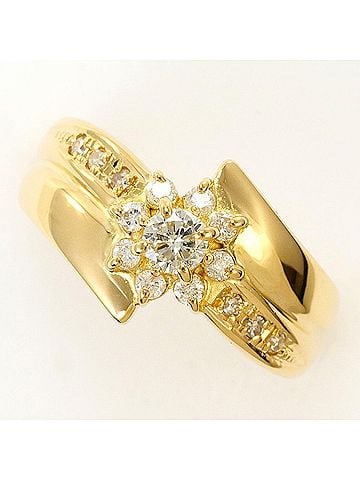 Unbranded 18K (18-karat) Yellow Gold Ring with 0.34ct Diamond, 3.7g Total Weight, Like New Condition, Certificate of Authenticity. (view 1)