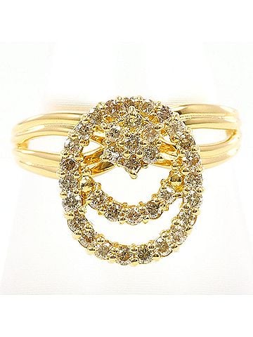 Unbranded 18K (18-karat) Yellow Gold Ring with 0.50ct Brown Diamond, 3.7g Total Weight, Like New Condition, Certificate of Authenticity. (view 1)