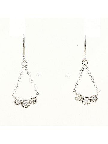 Unbranded PT900 Platinum Earrings with Diamonds (no carat marking), Total Weight 0.6g, Like New Condition. (view 1)