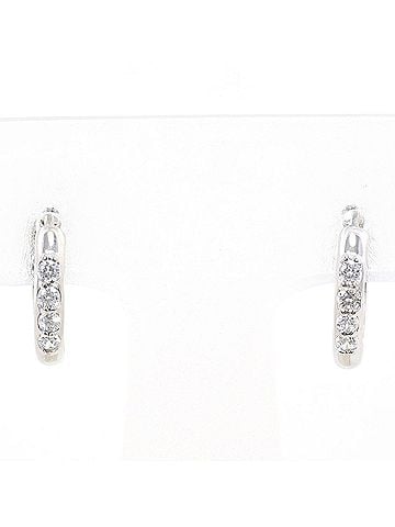 Unbranded K10 10K WG White Gold Earrings with Zirconia, Total Weight 1.0g, Like New Condition (view 1)