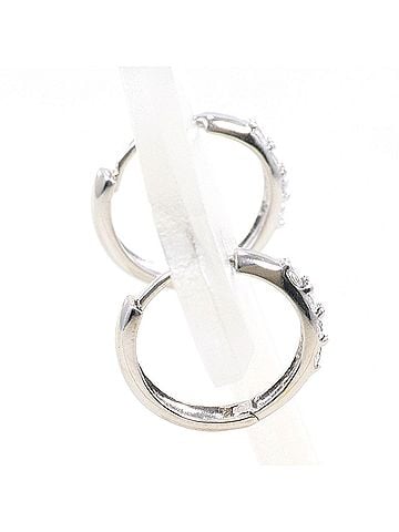 Unbranded K10 10K WG White Gold Earrings with Zirconia, Total Weight 1.0g, Like New Condition (view 2)
