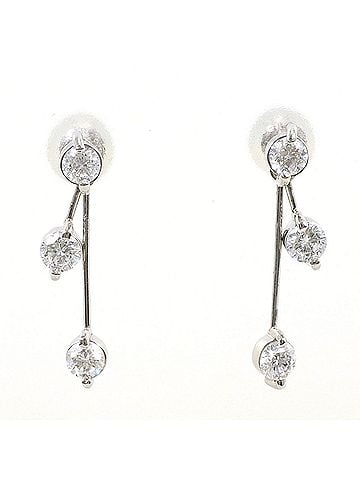 Unbranded PT900 Platinum Earrings with 0.40 ct Diamonds, Certificate of Authenticity Included, Total Weight 2.1g, Like New Condition. (view 1)