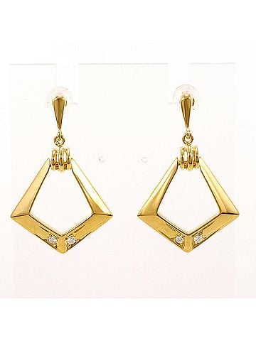 Unbranded 18K (18-karat) yellow gold earrings with 0.04 ct diamonds. Comes a certificate of authenticity. Total weight 5.3g. Like new condition. (view 1)
