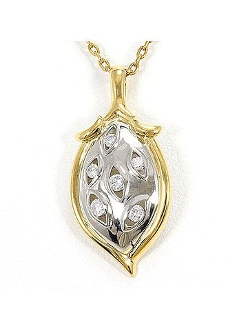 Unbranded PT850 Platinum 18K Yellow Gold Necklace with 0.16ct Diamond, Certificate of Authenticity Included, Total Weight 6.1g, 41cm, Like New Condition (view 1)