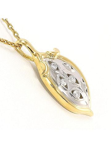 Unbranded PT850 Platinum 18K Yellow Gold Necklace with 0.16ct Diamond, Certificate of Authenticity Included, Total Weight 6.1g, 41cm, Like New Condition (view 2)