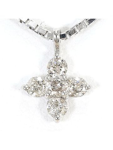 Unbranded PT900 Platinum 18K White Gold Necklace with 0.20ct Diamond, Certificate of Authenticity Included, Total Weight 4.3g, 50cm Length, Like New Condition (view 1)
