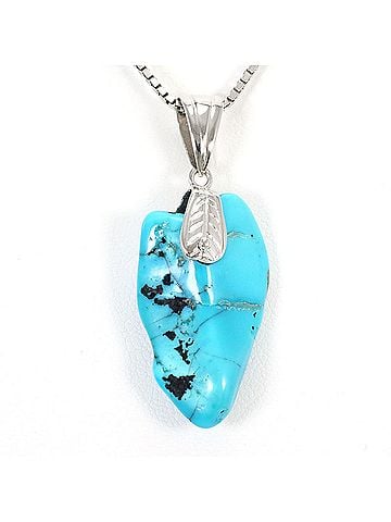Unbranded PT900 Platinum / PT850 Necklace with Turquoise, Certificate of Authenticity Included, Total Weight 10.2g, 42cm, Like New Condition (view 1)