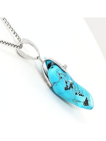 Unbranded PT900 Platinum / PT850 Necklace with Turquoise, Certificate of Authenticity Included, Total Weight 10.2g, 42cm, Like New Condition (view 2)