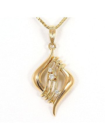Unbranded 18K (18-karat) Yellow Gold Necklace with Diamond (no carat marking), Certificate of Authenticity, Total Weight 5.4g, 40cm, Like New Condition. (view 1)