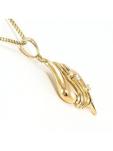 Unbranded 18K (18-karat) Yellow Gold Necklace with Diamond (no carat marking), Certificate of Authenticity, Total Weight 5.4g, 40cm, Like New Condition. (view 2)