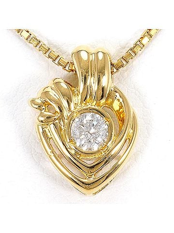 Unbranded 18K (18-karat) Yellow Gold Necklace with 0.11 ct Diamond, Certificate of Authenticity Included, Total Weight 4.4g, 40cm, Like New Condition. (view 1)