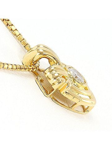 Unbranded 18K (18-karat) Yellow Gold Necklace with 0.11 ct Diamond, Certificate of Authenticity Included, Total Weight 4.4g, 40cm, Like New Condition. (view 2)