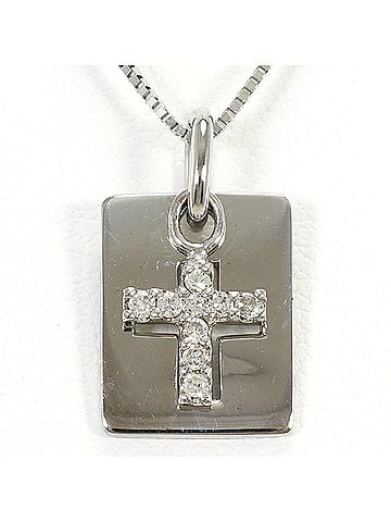 Unbranded K14 14K WG White Gold Necklace with Diamond (no carat marking), Total Weight 2.1g, 40cm, Like New Condition. (view 1)