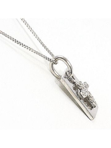 Unbranded K14 14K WG White Gold Necklace with Diamond (no carat marking), Total Weight 2.1g, 40cm, Like New Condition. (view 2)