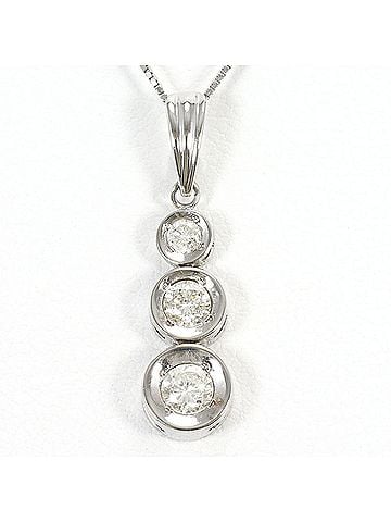 Unbranded K14 14K WG White Gold Necklace with 0.30 ct Diamond, Total Weight 1.7g, 41cm, Like New Condition (view 1)
