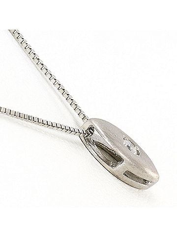 Unbranded 18K (18-karat white gold) necklace with a 0.03 ct diamond, total weight 1.7g, 40cm length, like new. (view 2)