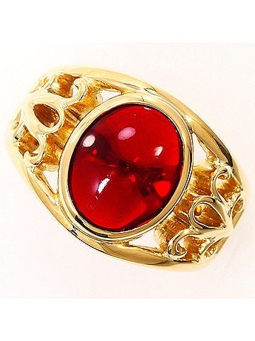 Unbranded 18K (18-karat) Yellow Gold Ring with Artificial Stone, Total Weight 8.6g, Like New Condition. (view 1)