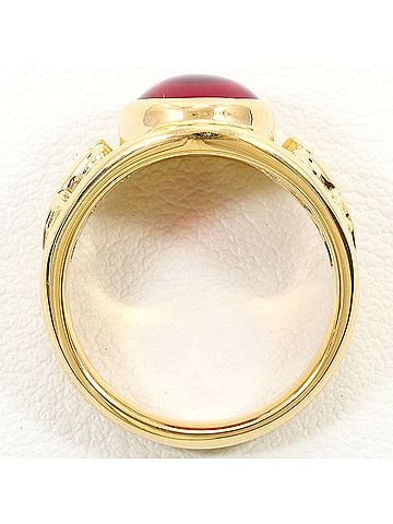 Unbranded 18K (18-karat) Yellow Gold Ring with Artificial Stone, Total Weight 8.6g, Like New Condition. (view 2)