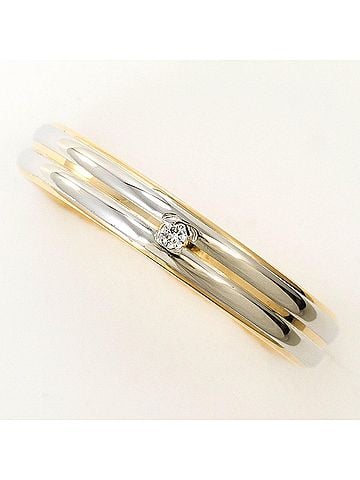 Unbranded PT900 Platinum 18K Yellow Gold Ring with 1 Diamond (carat weight not stamped), Total Weight 3.1g, Like New Condition. (view 1)